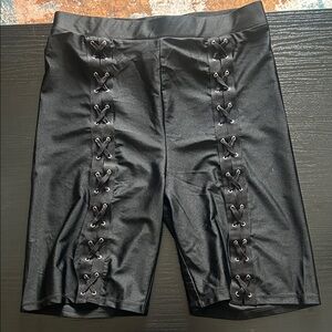 Forever 21 Black Lace-Up Bike Shorts
